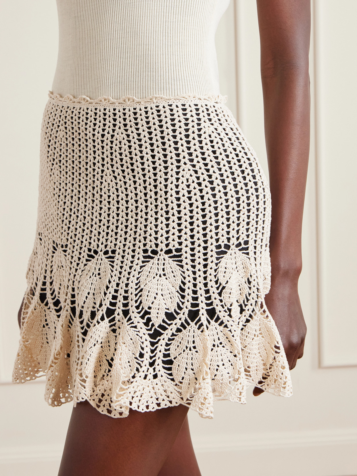 Magda Butrym Crocheted Cotton Mini Skirt In White