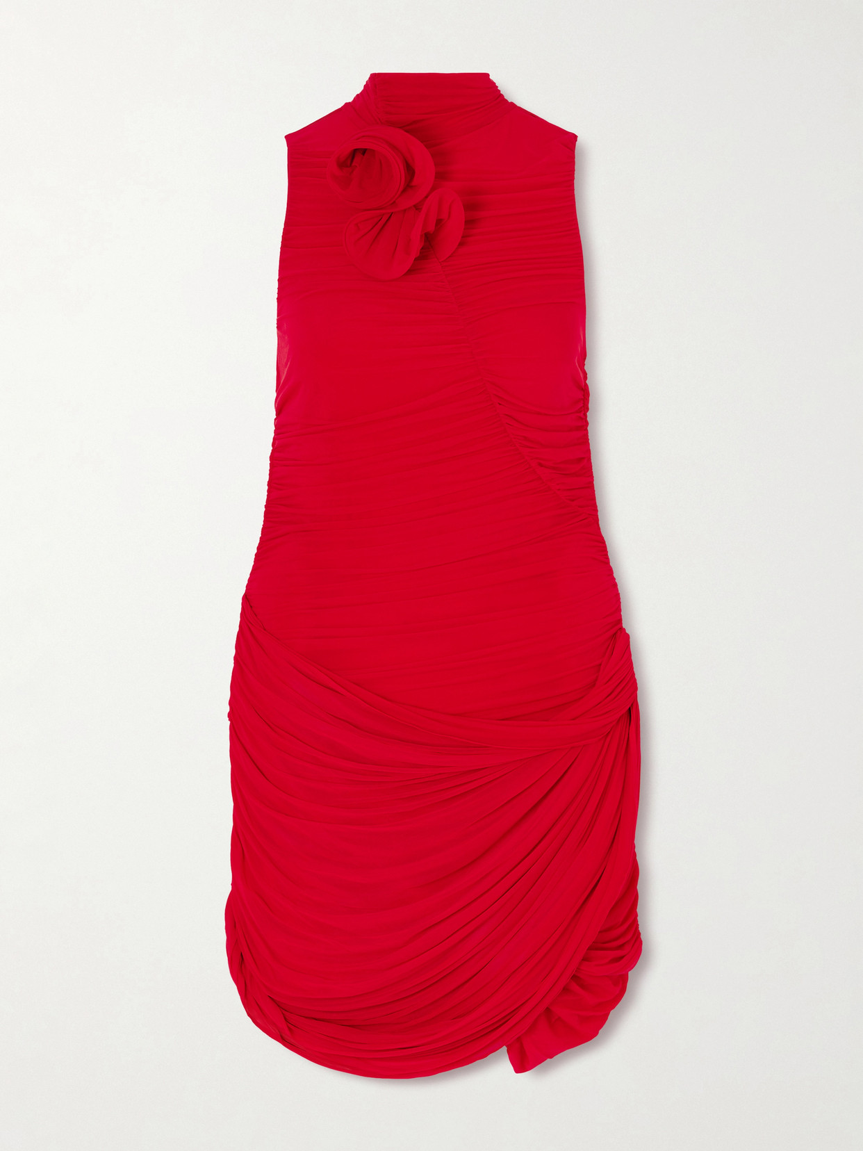 Magda Butrym Ruched Jersey Mini Dress In Red