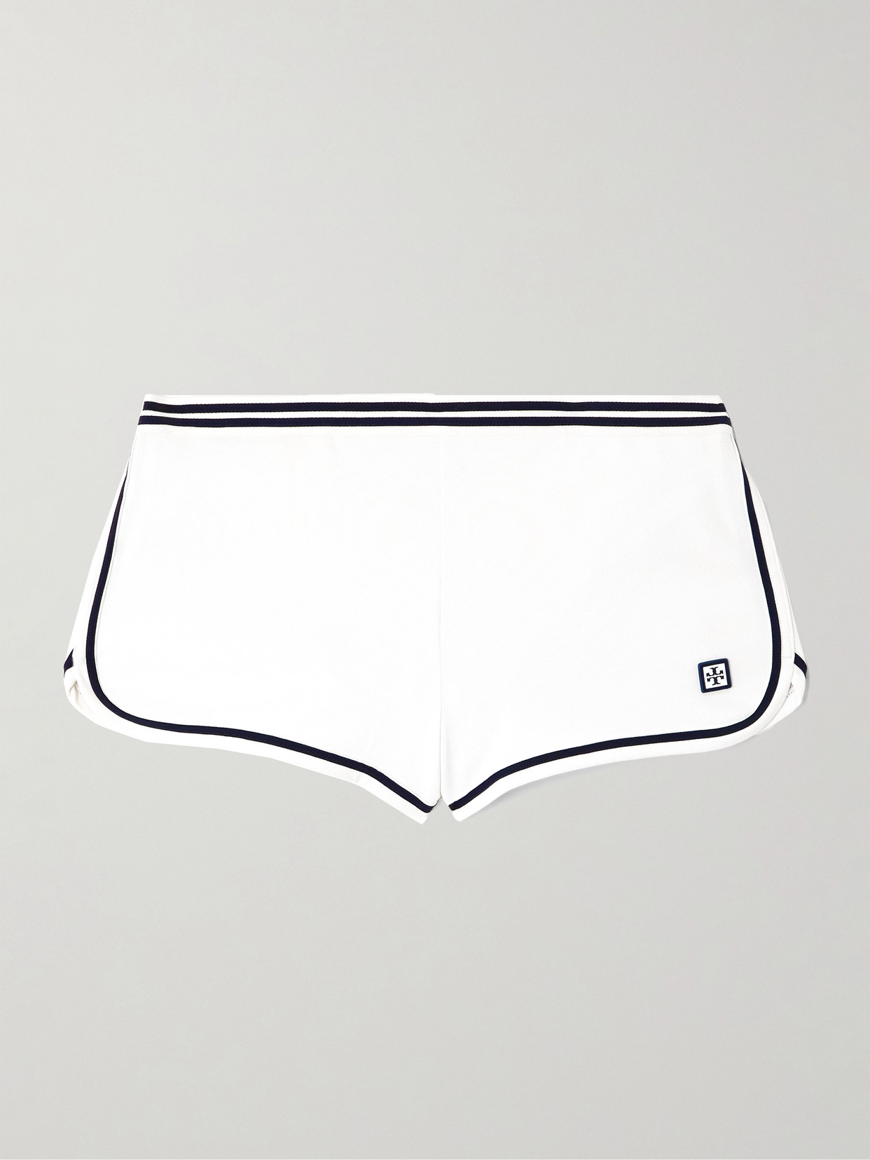 Tory Sport Striped Stretch-piqué Tennis Shorts In White