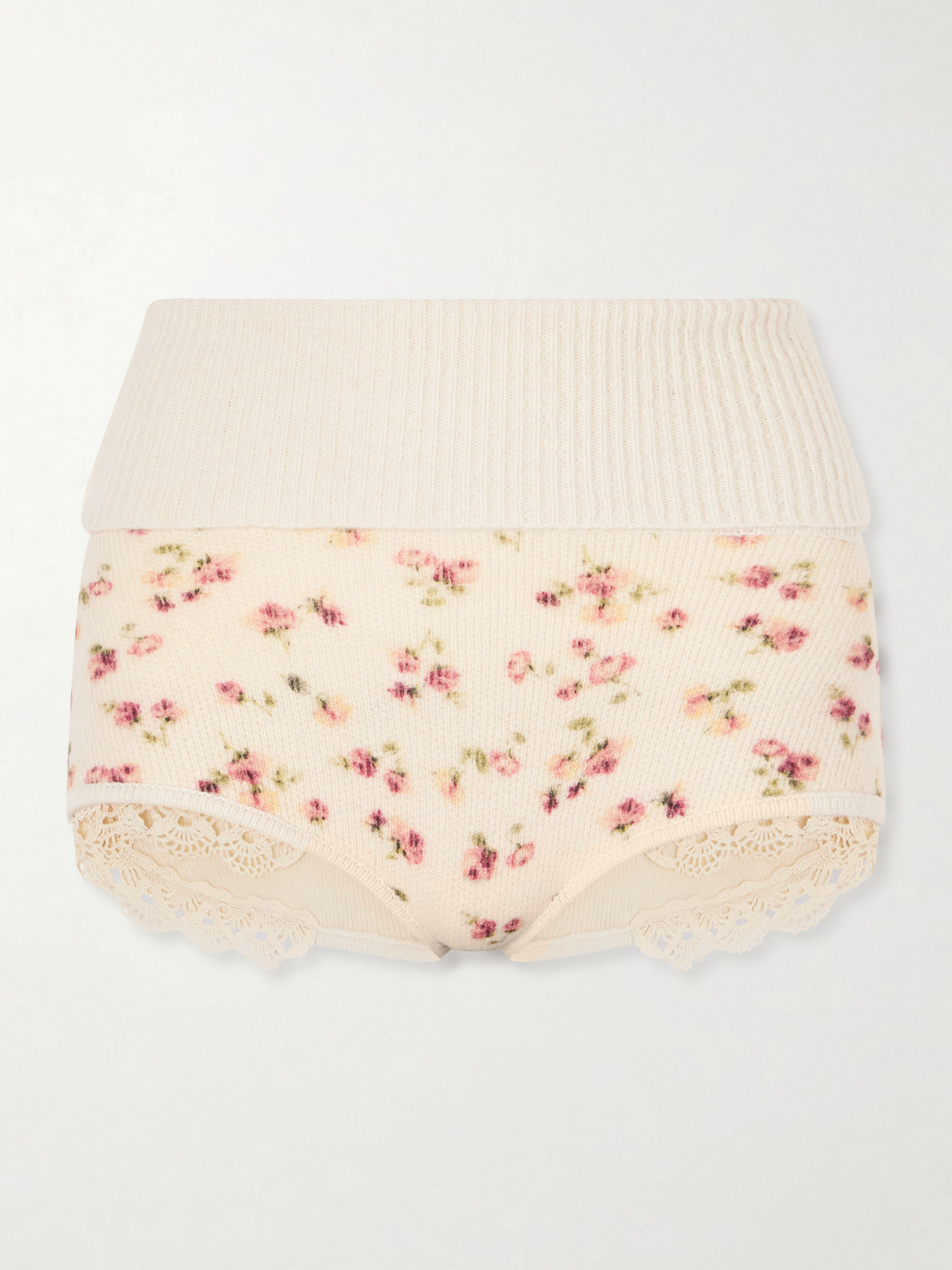 Magda Butrym Floral Wool, Silk, And Cashmere Shorts In White