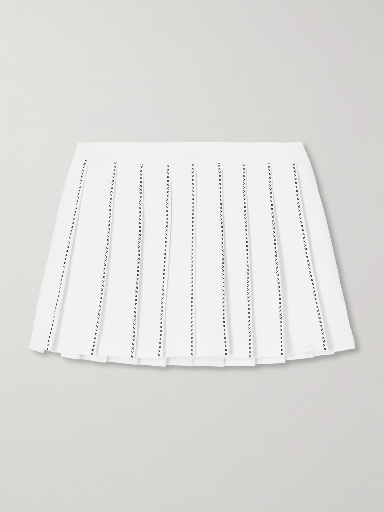 Tory Sport Embroidered Pleated Jersey Mini Tennis Skirt In White