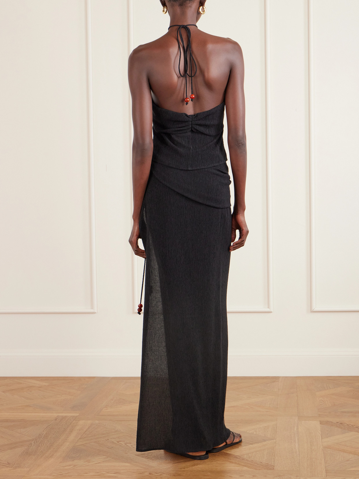 Textured Lyocell-Blend Halterneck Top