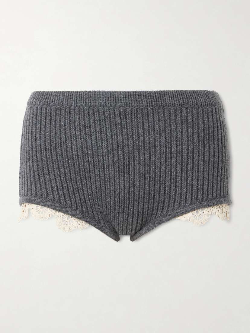 Magda Butrym Crochet-trimmed Knitted Cashmere Shorts