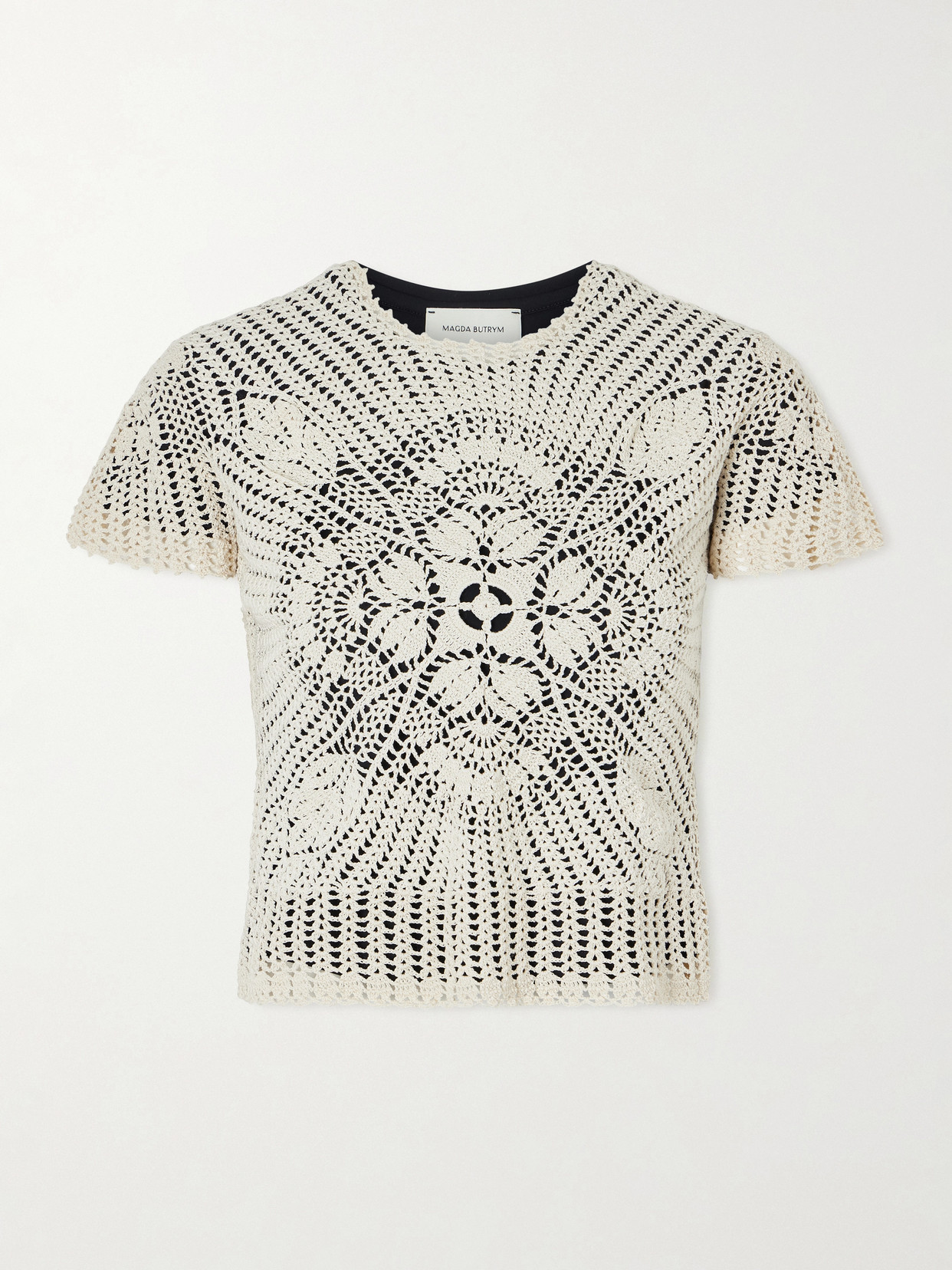 Layered Jersey And Crocheted Cotton Top