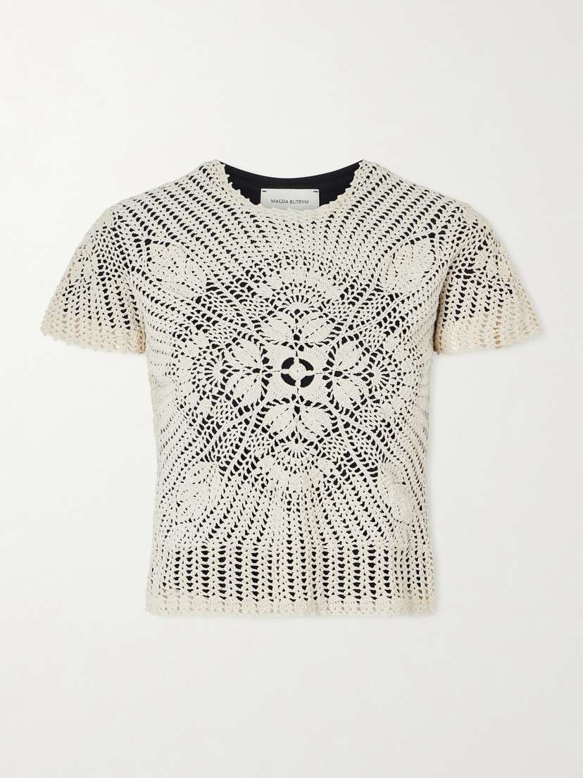 Magda Butrym Layered Jersey And Crocheted Cotton Top