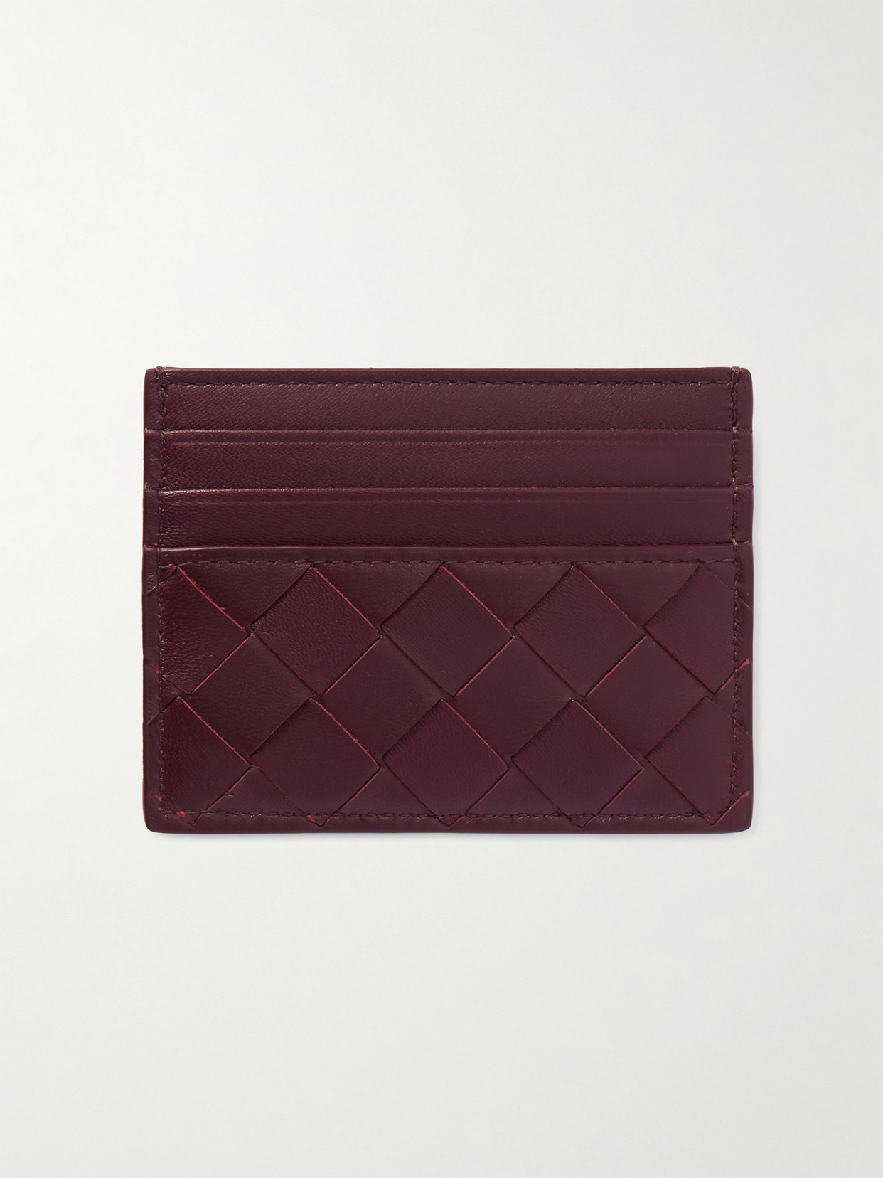 Bottega Veneta Intrecciato Leather Cardholder In Gold
