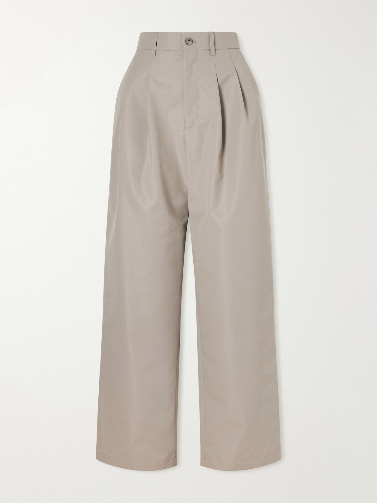 Wardrobe.nyc Pleated Cotton-blend Wide-leg Pants In Brown
