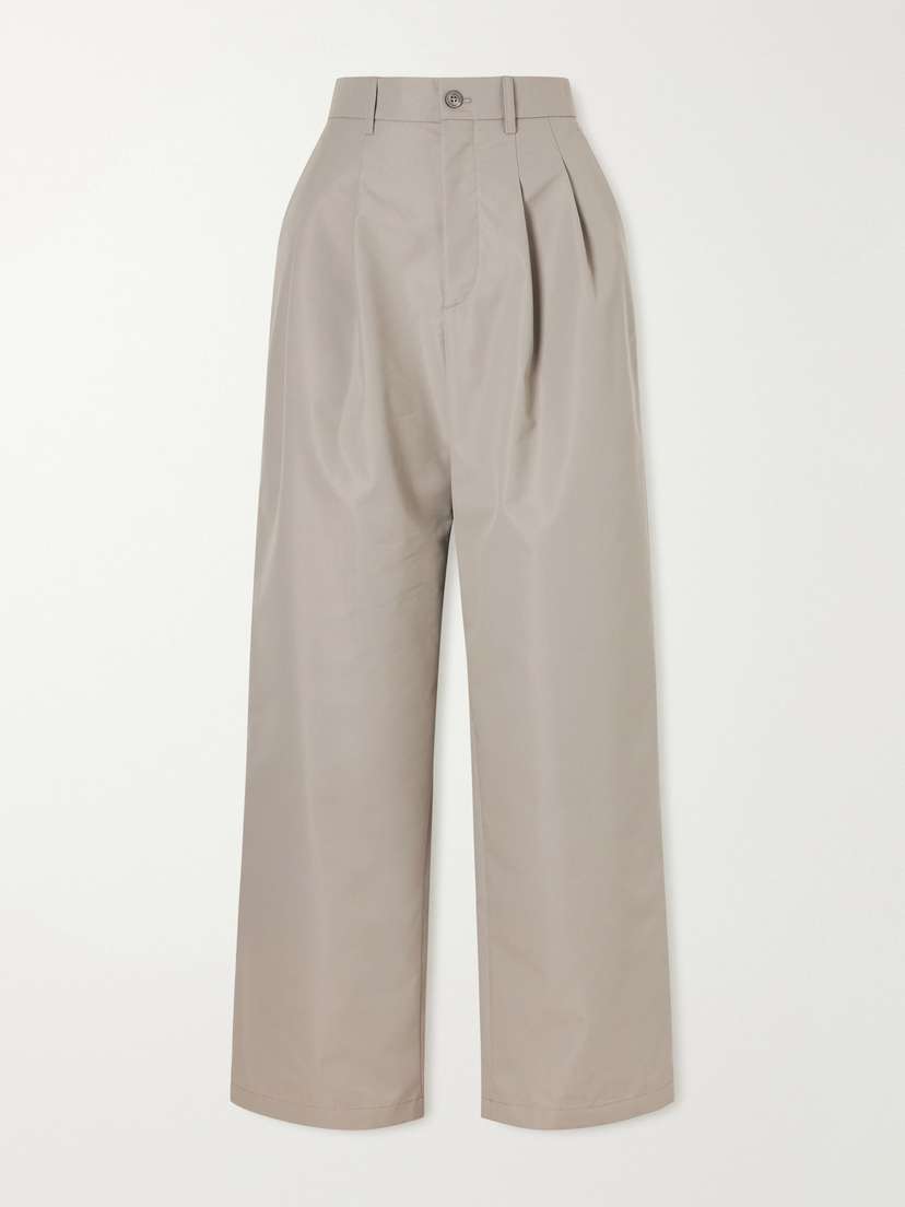 Wardrobe.NYC Pleated Cotton-blend Wide-leg Pants