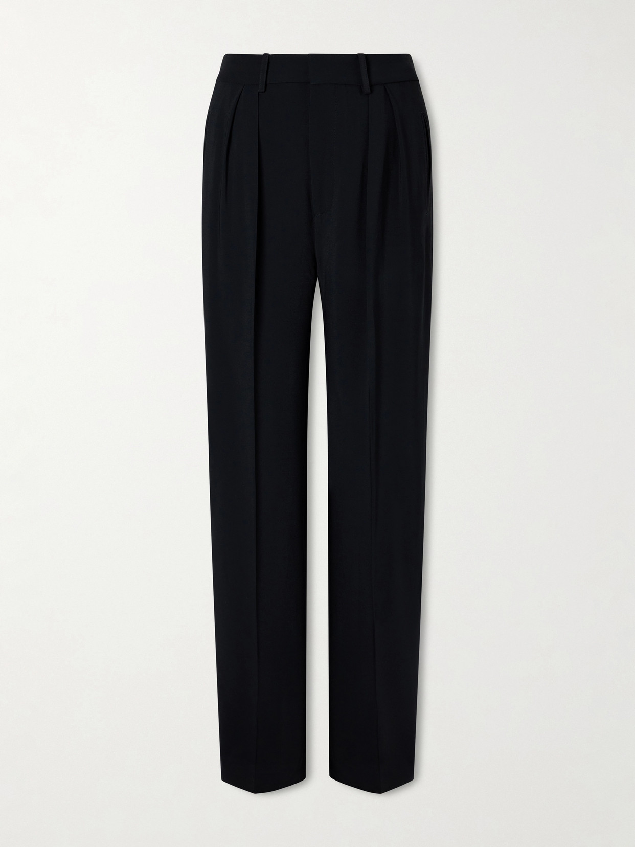 Kallmeyer Aiden Pleated Cady Straight-leg Pants In Black