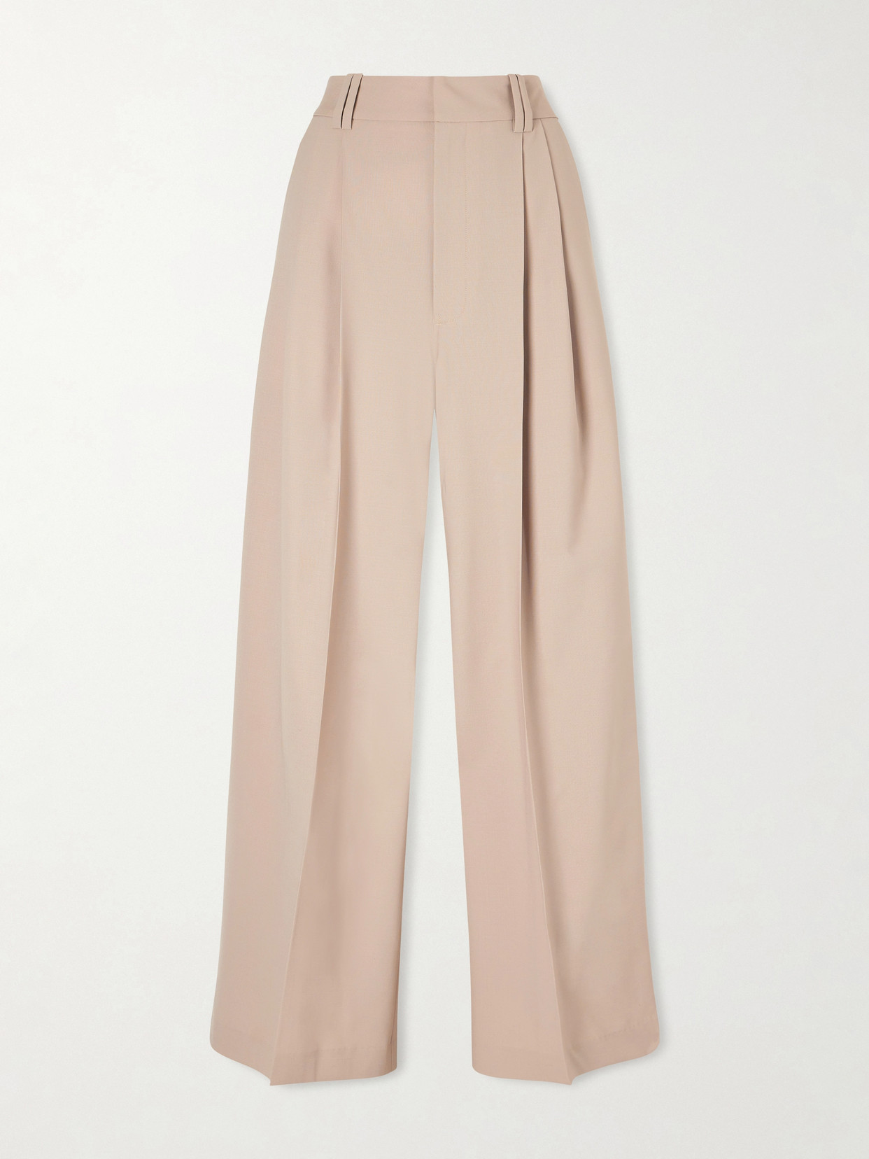 Kallmeyer Fatima Pleated Wool-blend Wide-leg Pants In Neutral