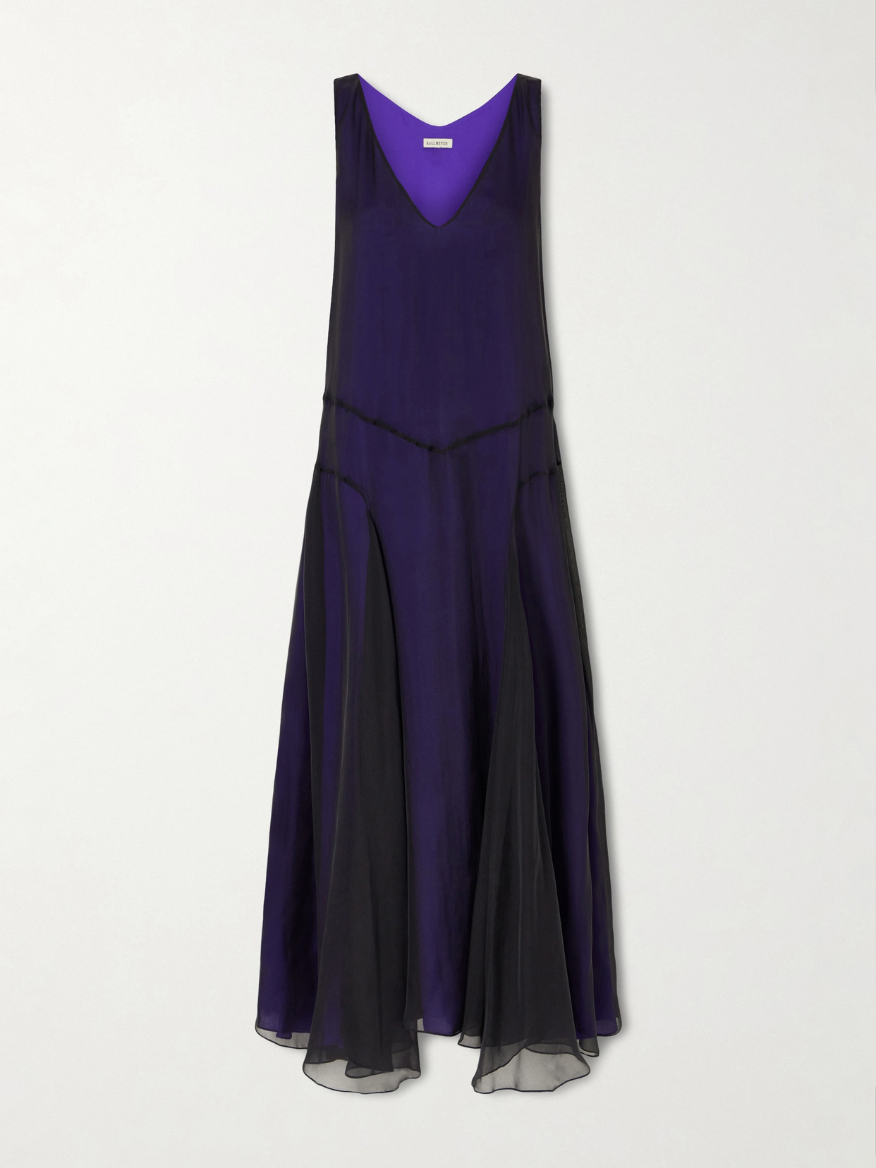 Kallmeyer Millie Asymmetric Pleated Silk-chiffon Dress In Purple