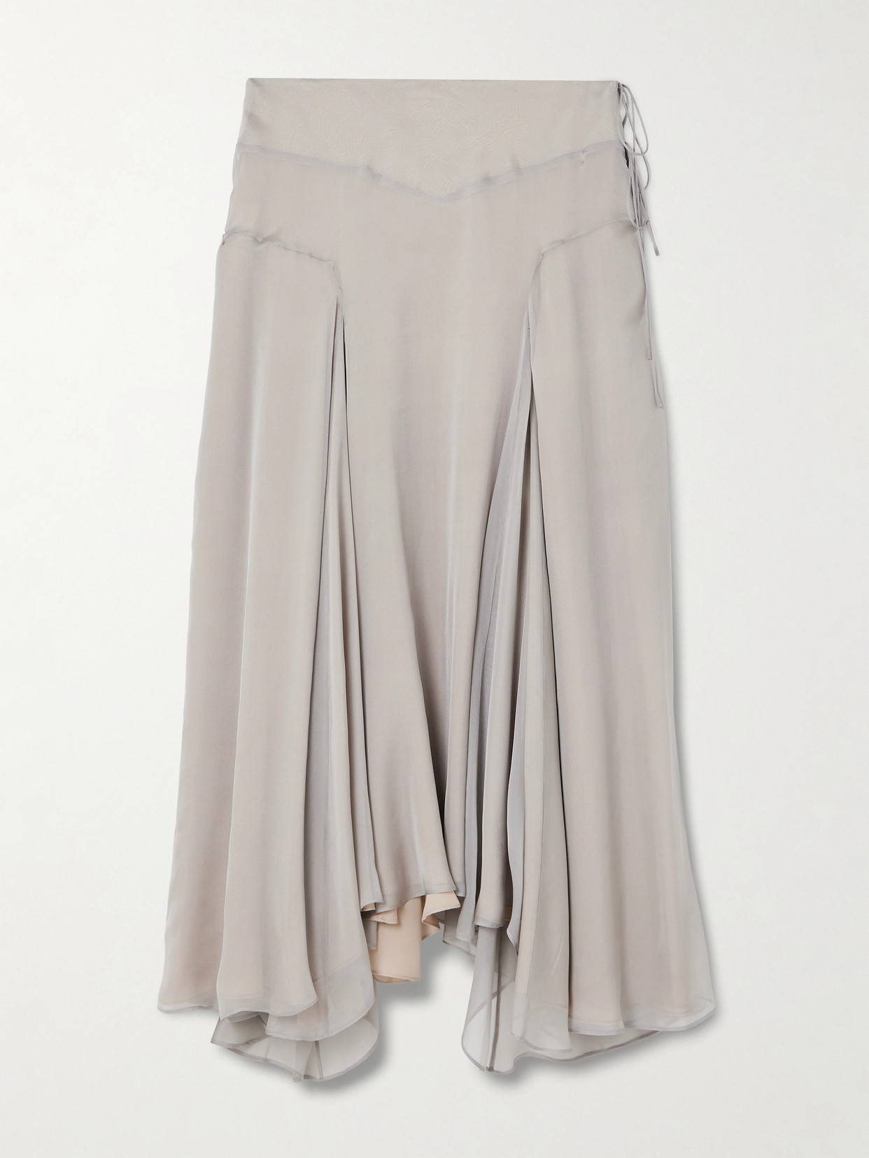 Kallmeyer Alyse Asymmetric Pleated Silk-chiffon Skirt In Gray