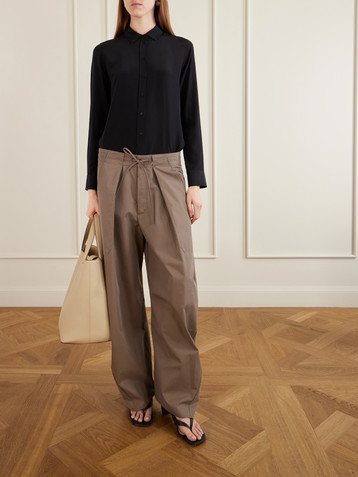 KALLMEYER Clemence pleated cotton-blend twill barrel-leg pants
