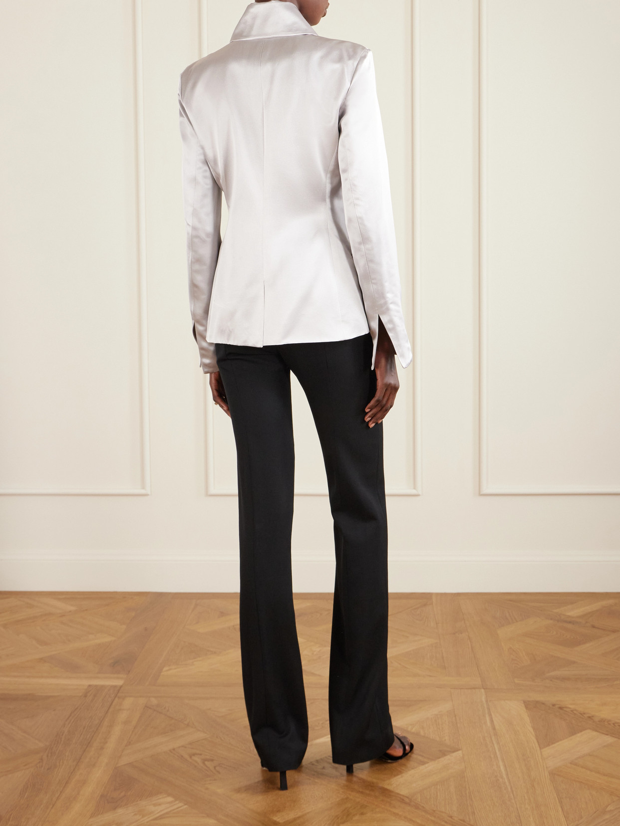 Kallmeyer Luca Satin-twill Blazer In Silver