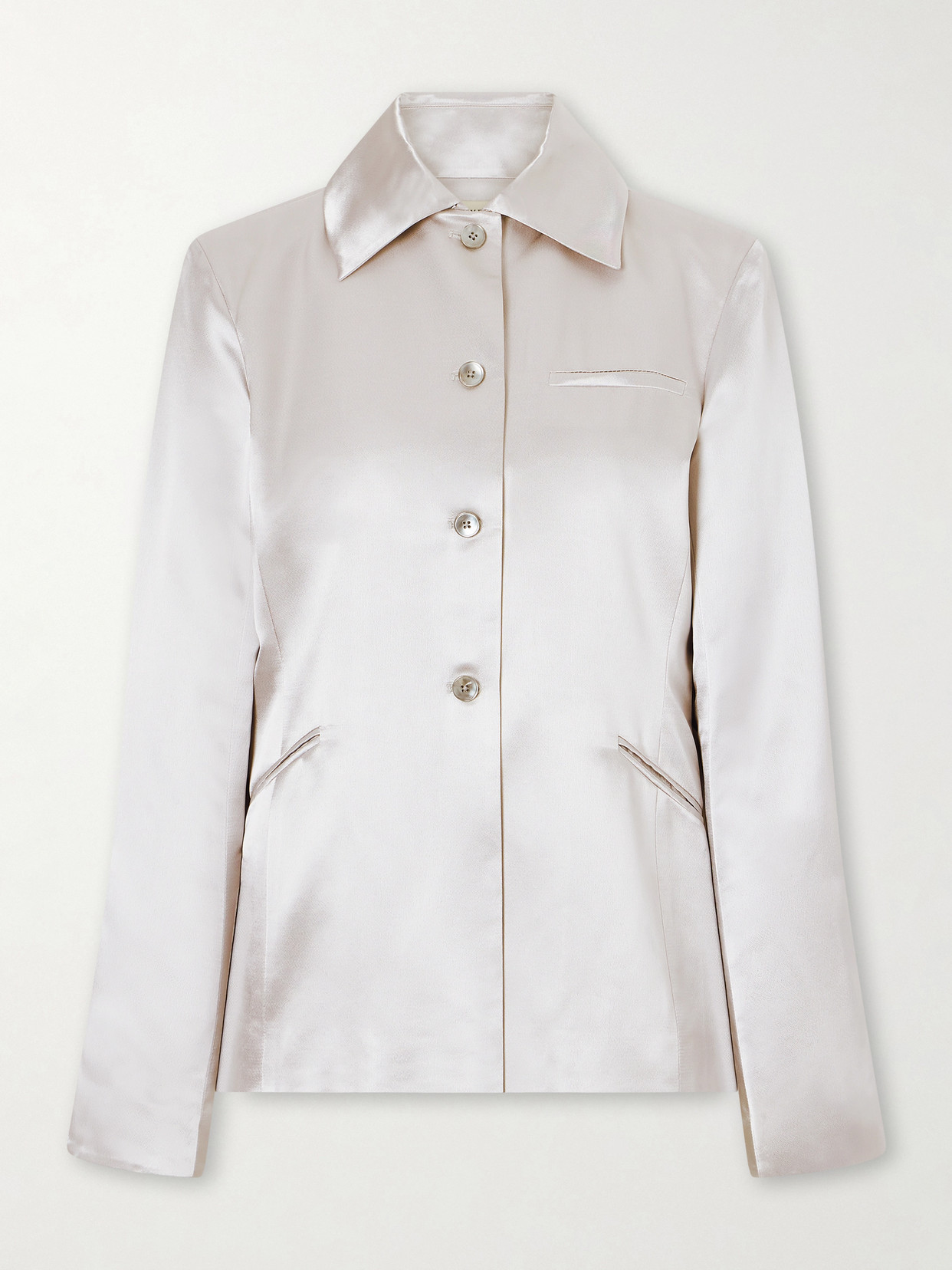 Kallmeyer Luca Satin-twill Blazer In Silver