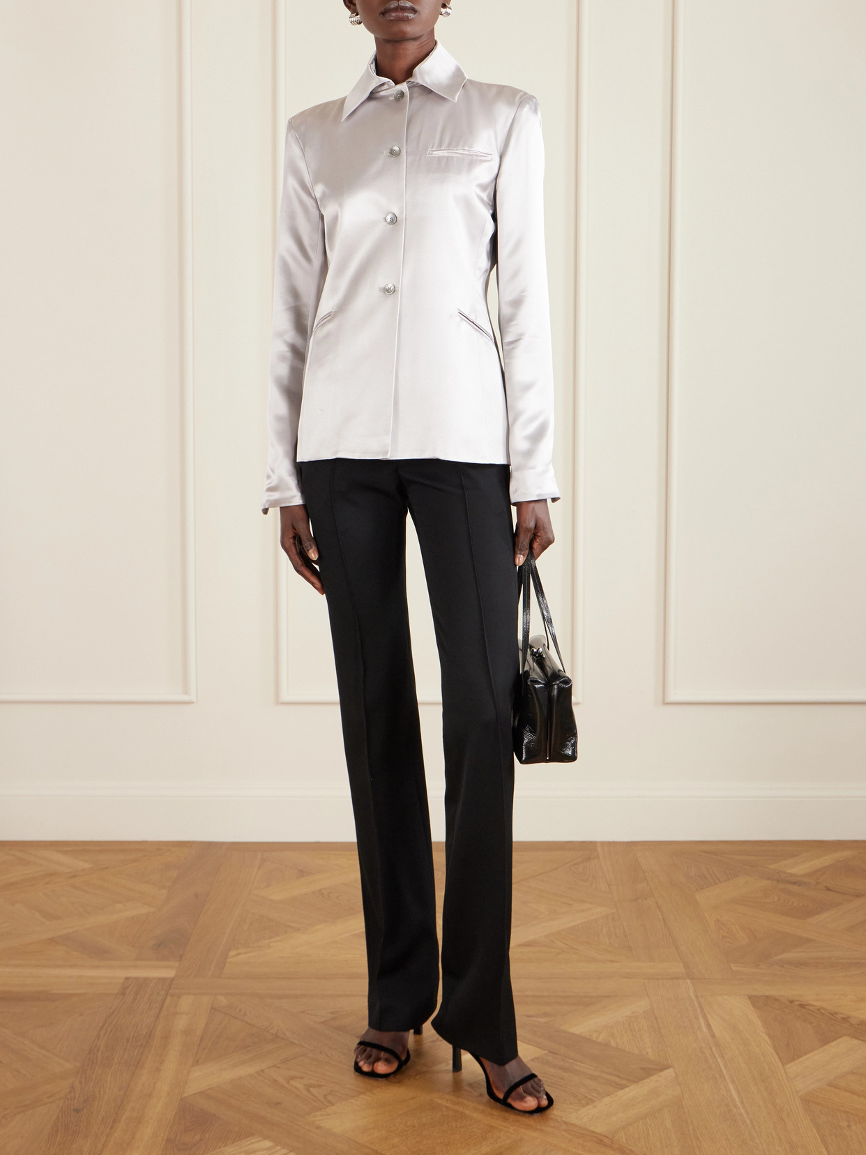 Kallmeyer Luca Satin-twill Blazer In Silver