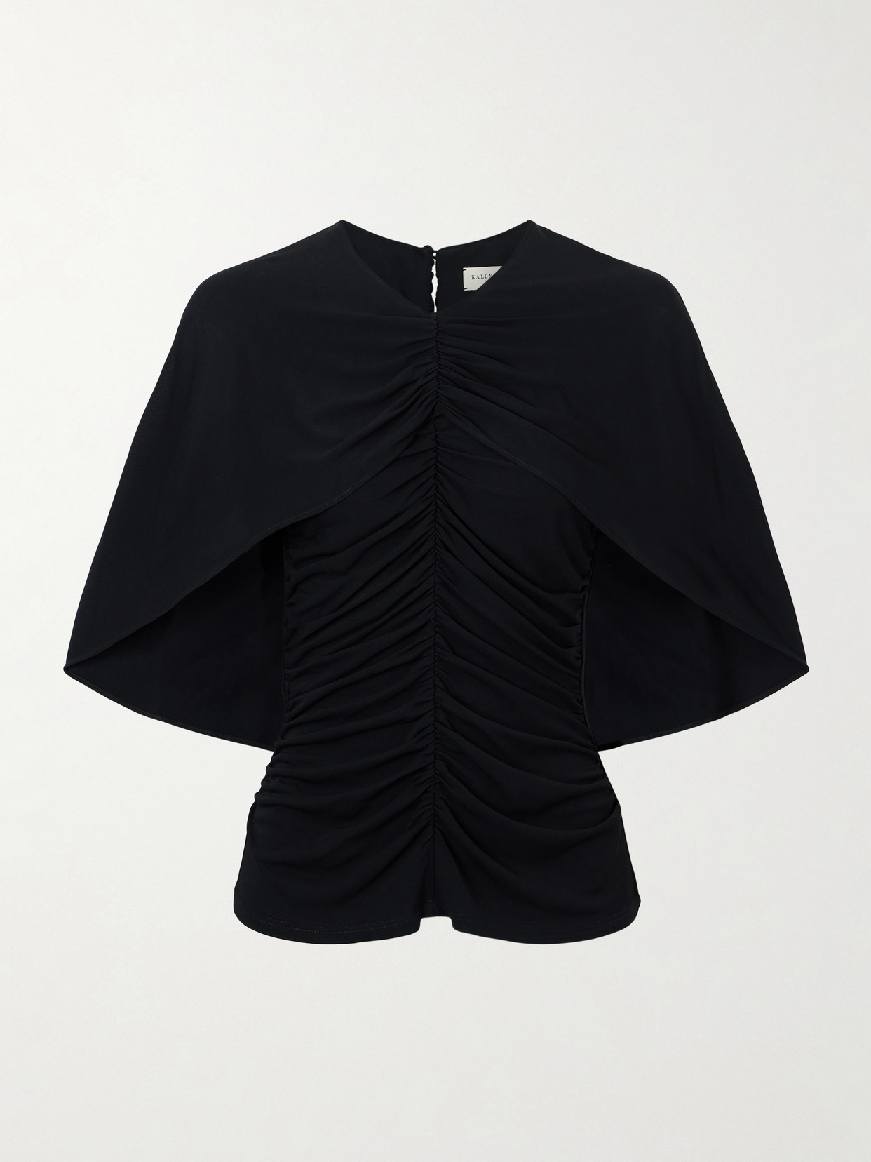 Kallmeyer Emme Cape-effect Gathered Jersey Top In Black
