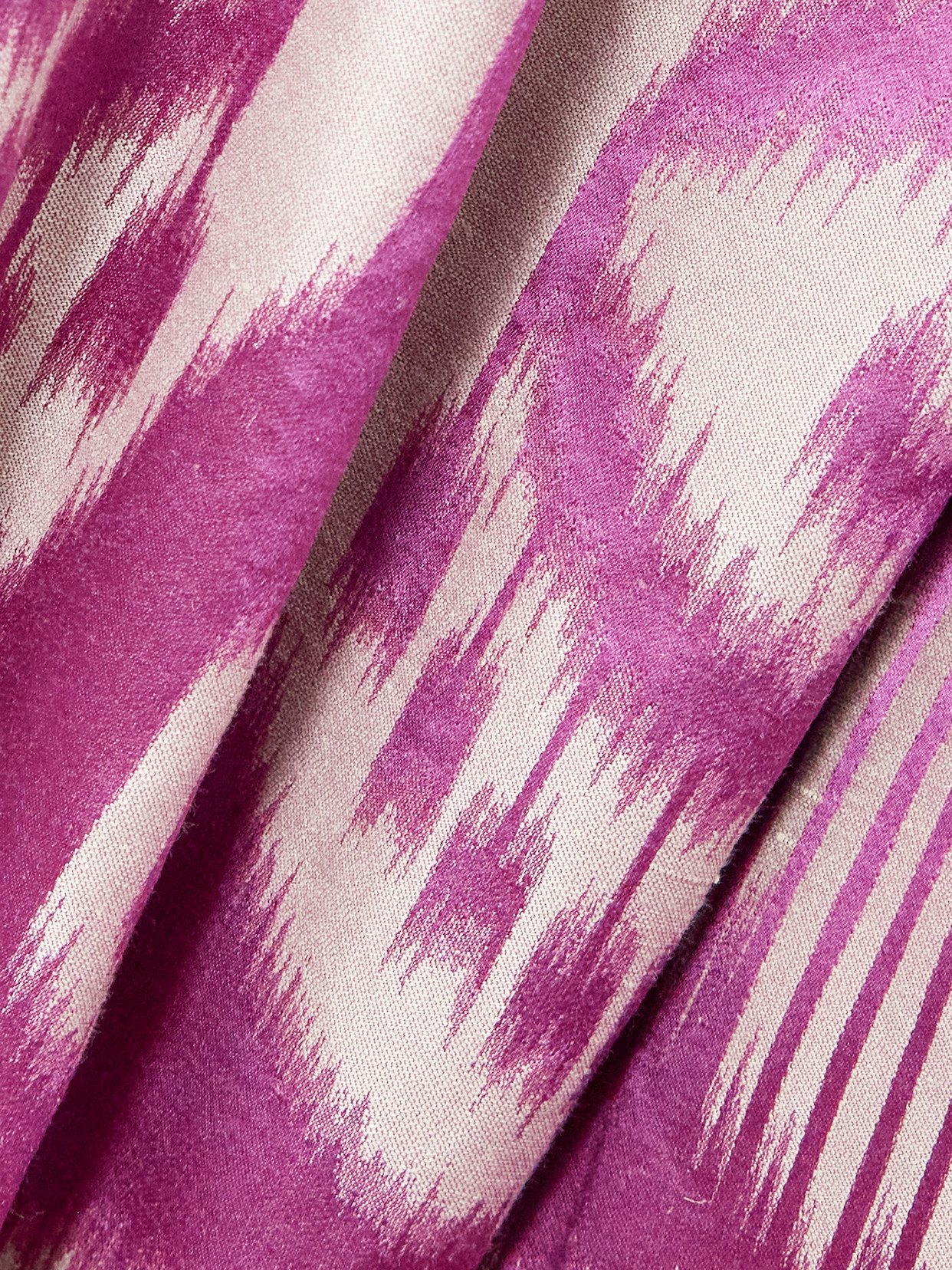 Marta Ferri Guenda Pleated Cotton, Silk And Linen-blend Jacquard Midi Dress In Pink