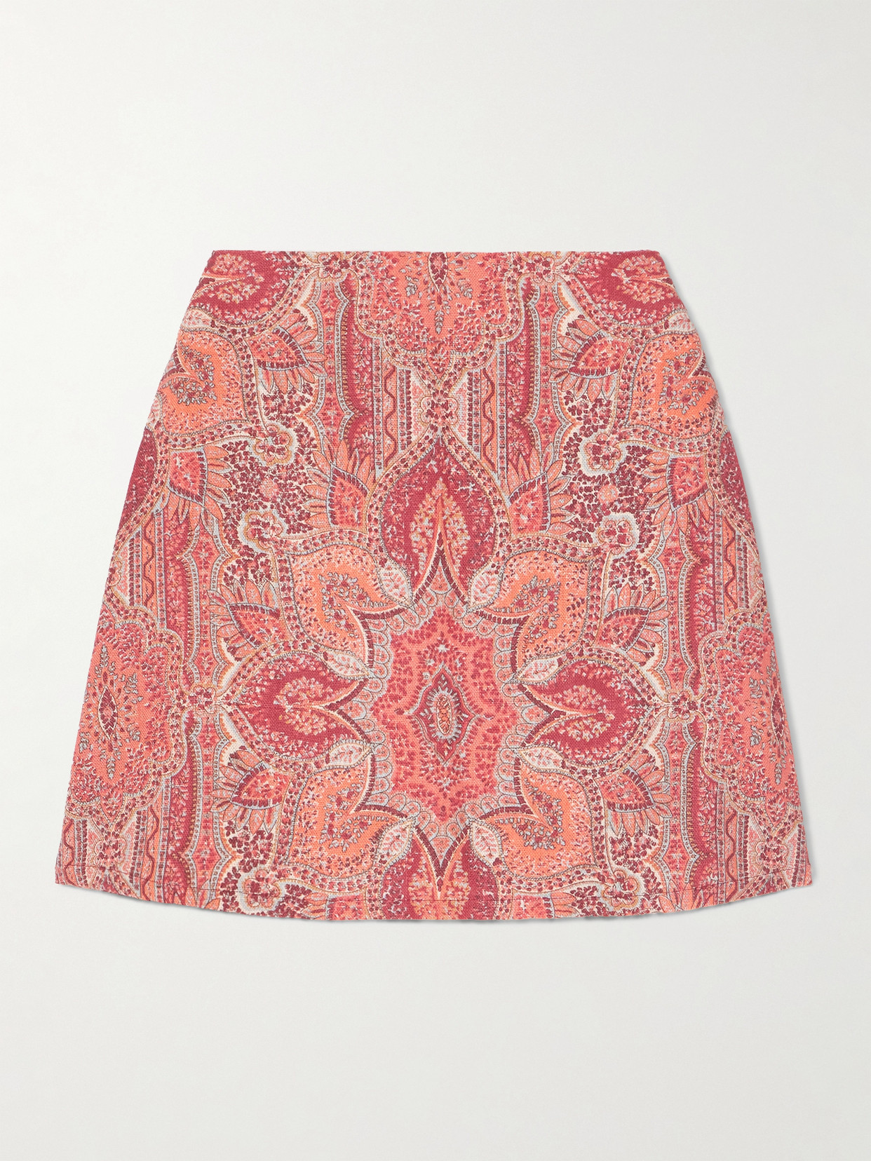 Marta Ferri Printed Linen Mini Skirt In Pink