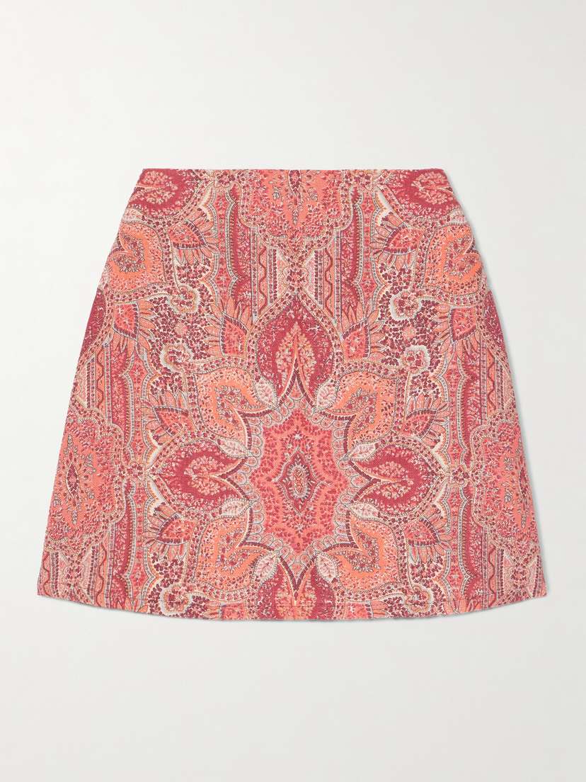 Marta Ferri Printed Linen Mini Skirt