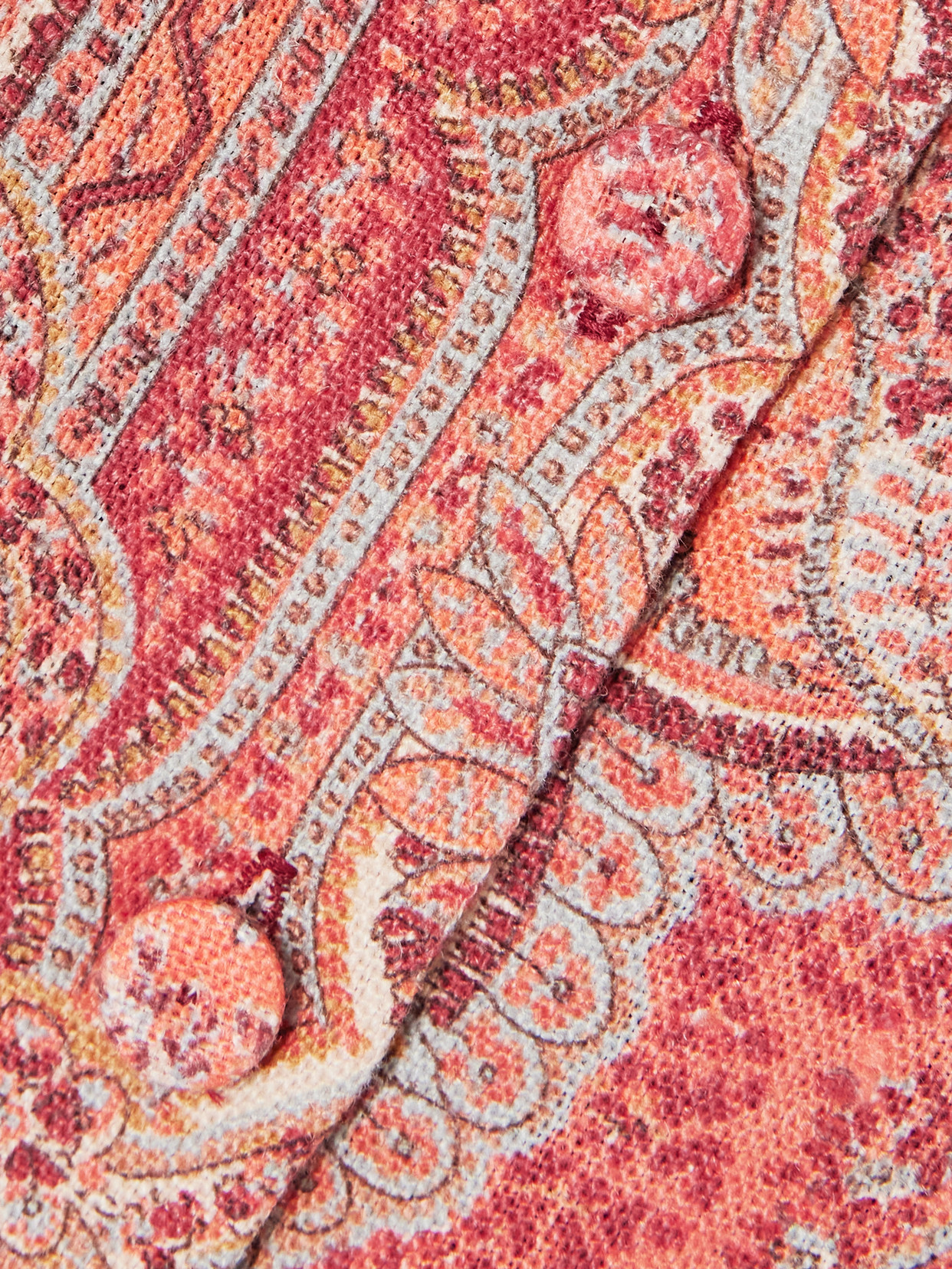 Marta Ferri Pleated Printed Linen Vest In Burgundy