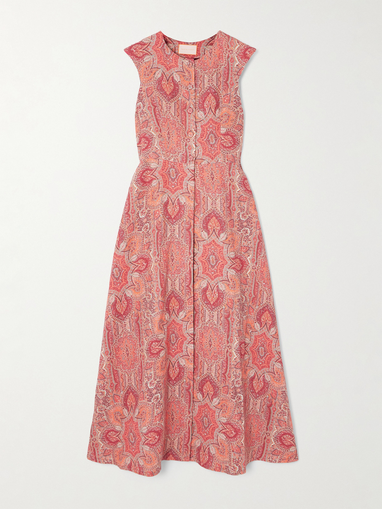 Marta Ferri Pleated Printed Linen Vest In Burgundy