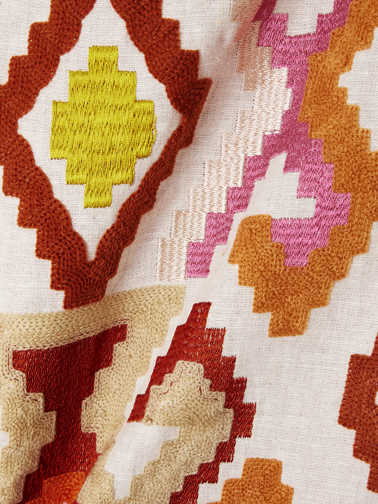 Marta Ferri Santorini Embroidered Linen-blend Midi Skirt In Multi