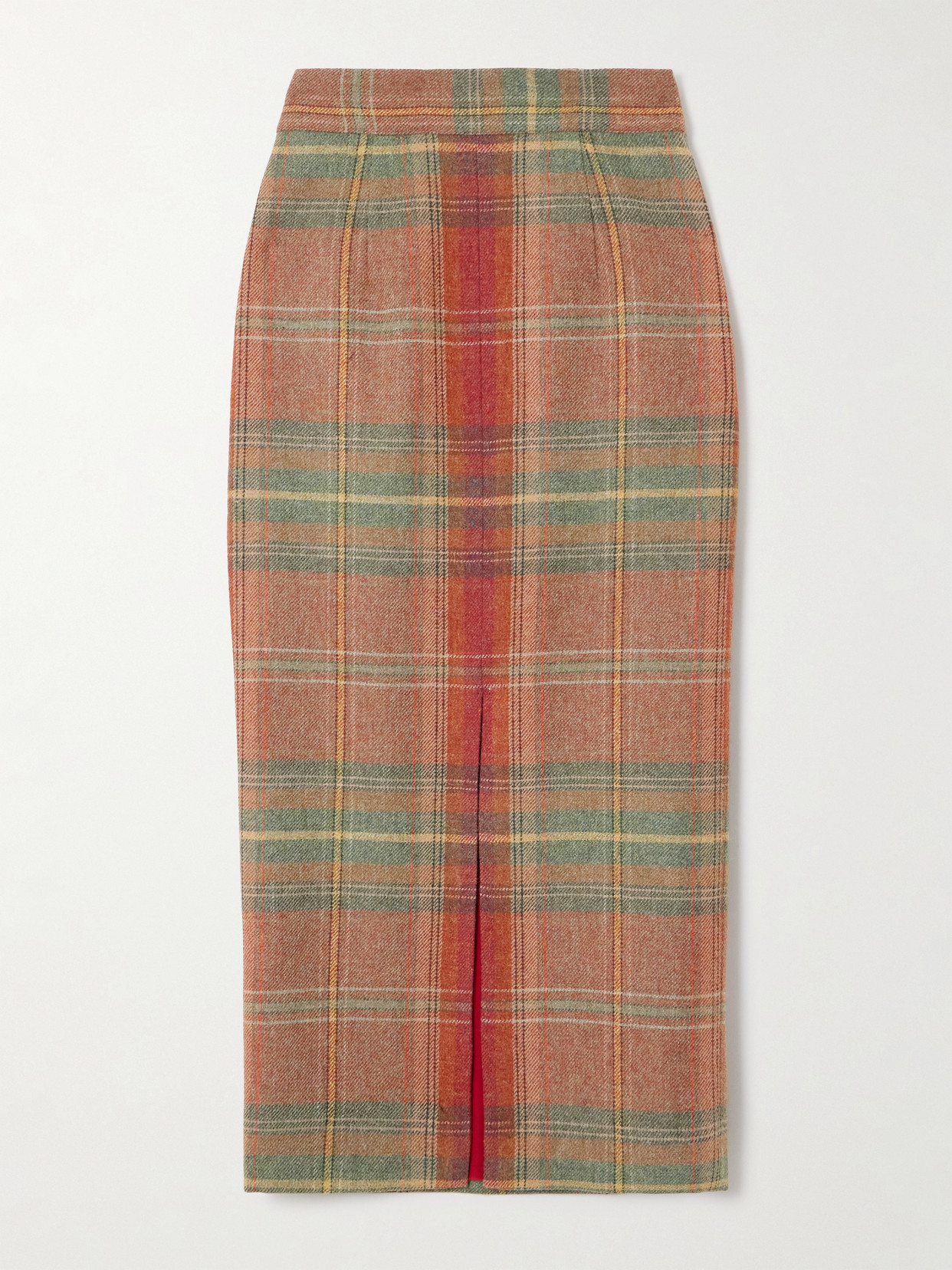 Marta Ferri Cipriani Checked Wool Midi Skirt In Red