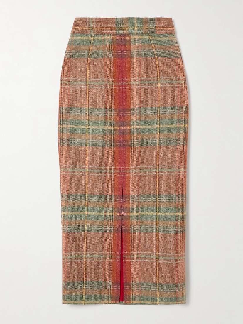 Marta Ferri Cipriani Checked Wool Midi Skirt