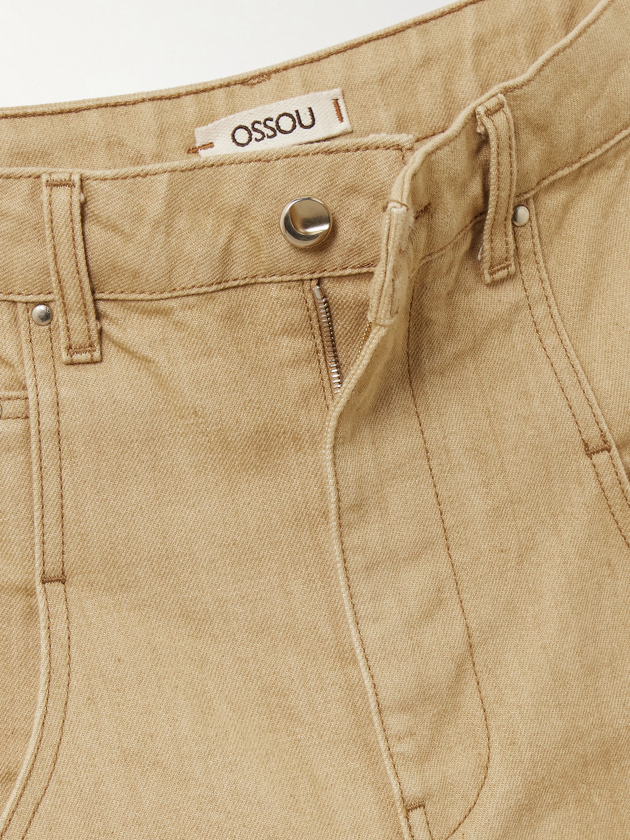 Ossou Lariat Draped Mid-rise Wide-leg Jeans In Neutral