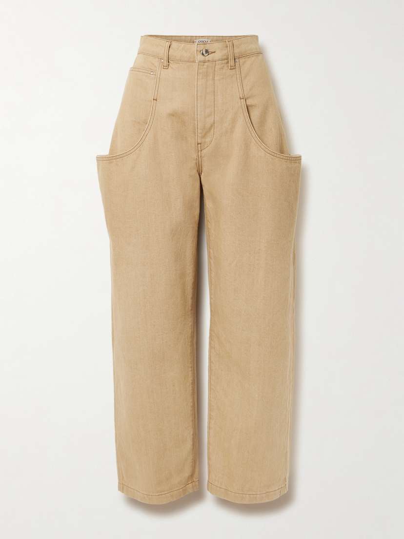 OSSOU Lariat Draped Mid-rise Wide-leg Jeans