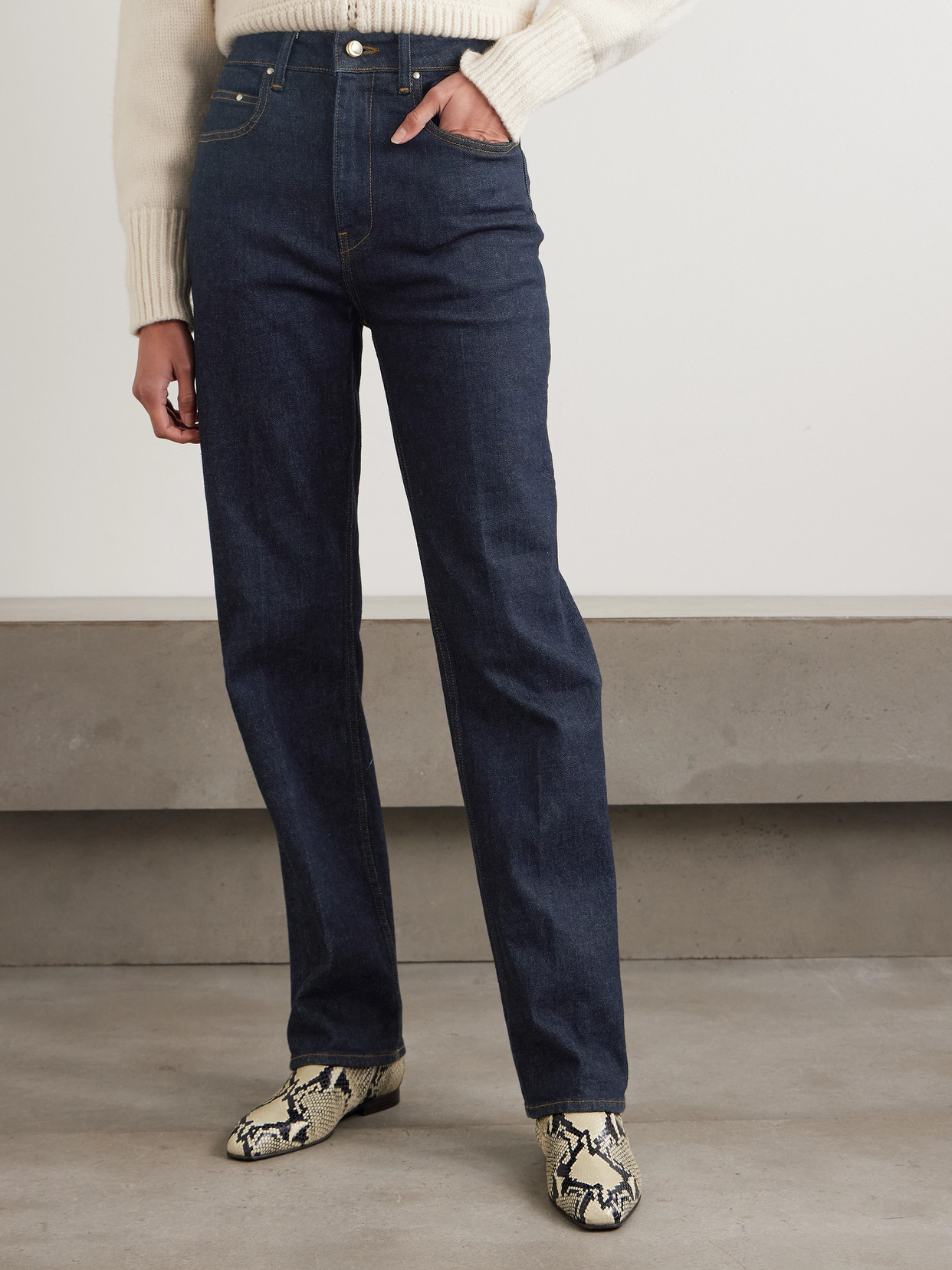 Ossou Flex Stretch High-rise Straight-leg Jeans In Blue