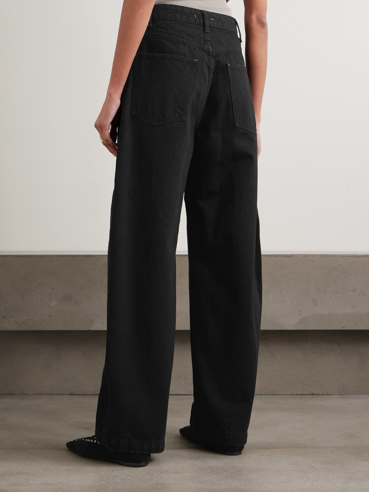 Ossou Bends High-rise Barrel-leg Jeans In Black