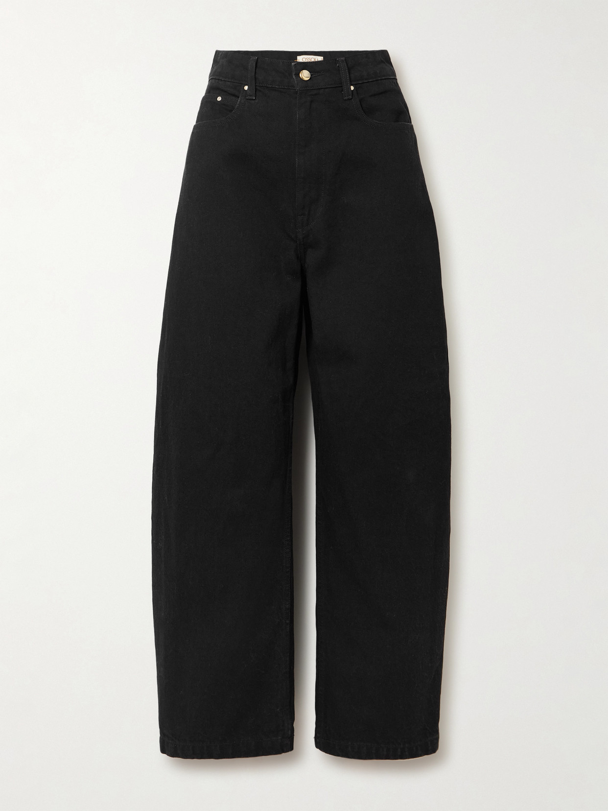 Ossou Bends High-rise Barrel-leg Jeans In Black