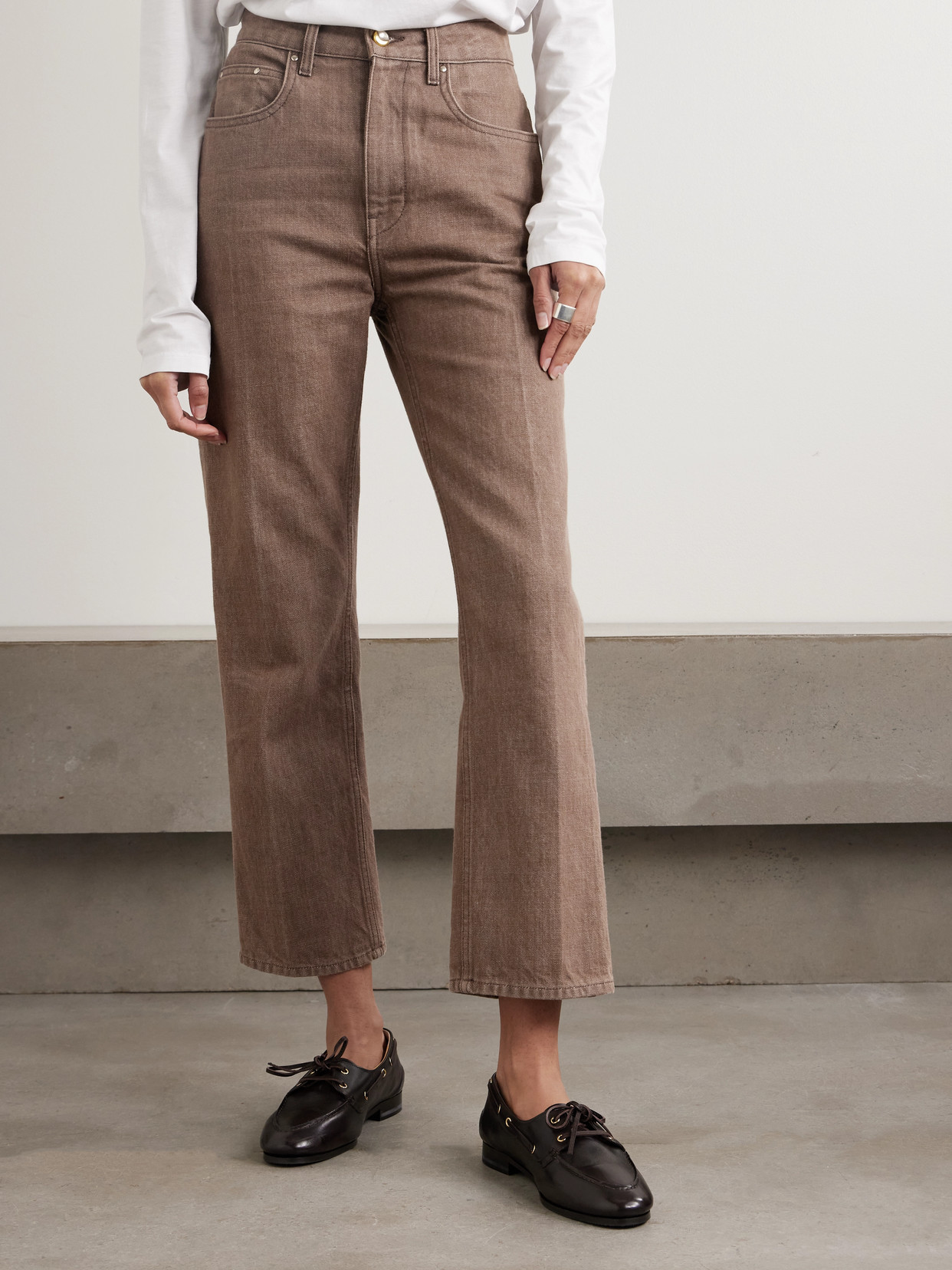 Ossou Drift High-rise Straight-leg Jeans In Brown