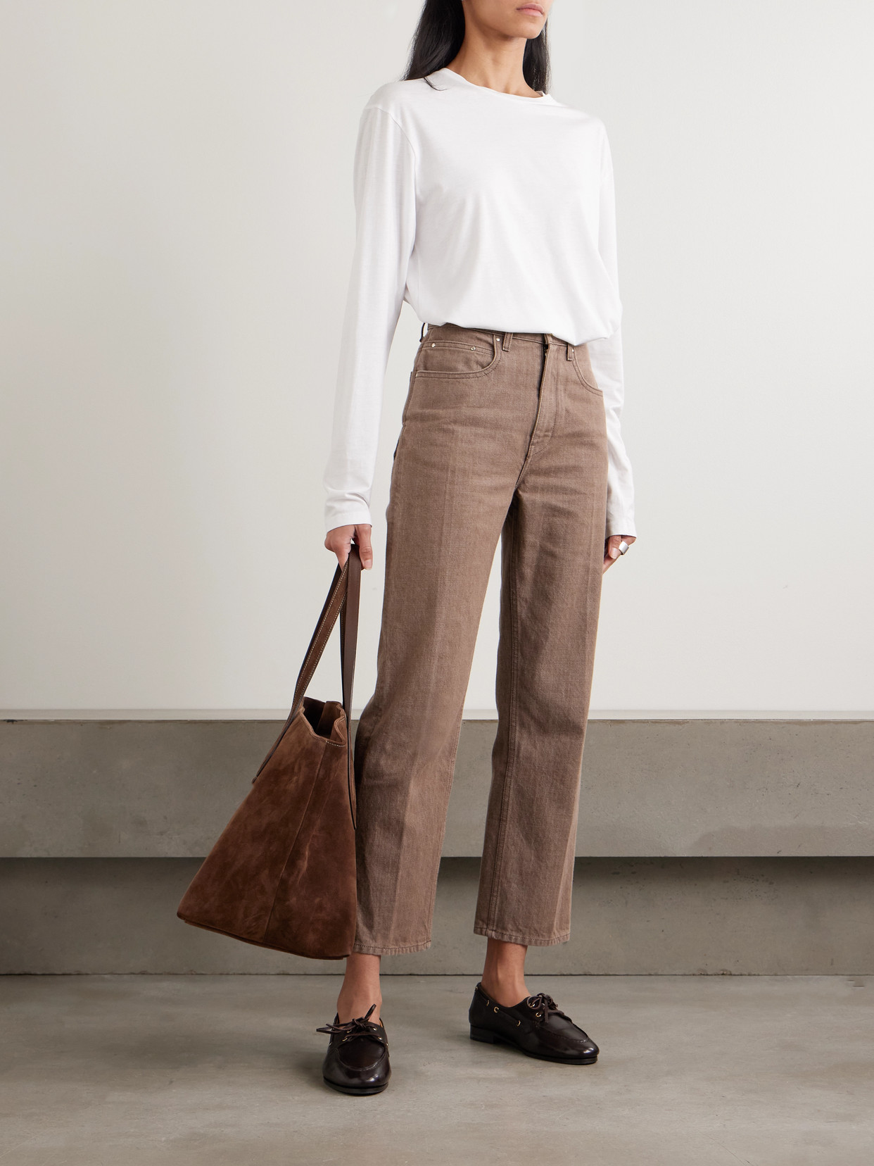 Ossou Drift High-rise Straight-leg Jeans In Brown
