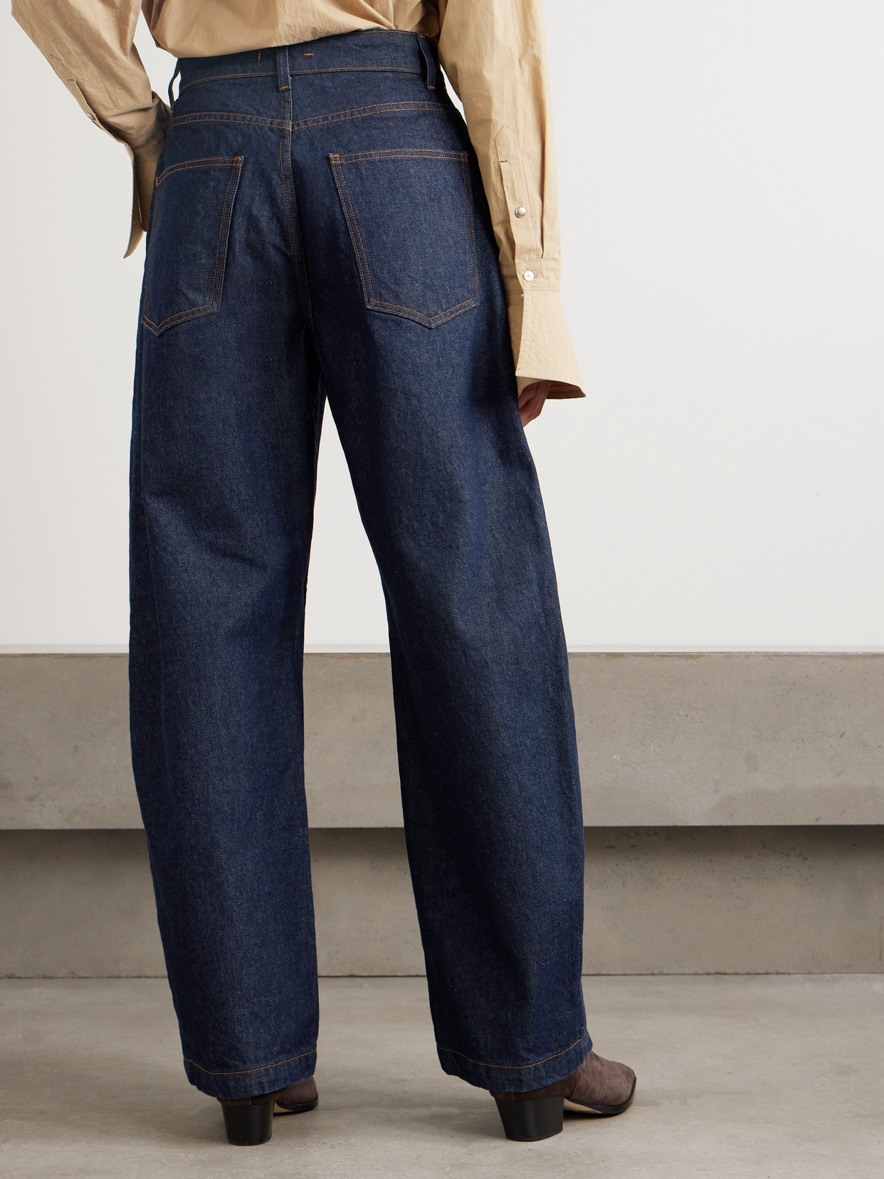 Ossou Bends High-rise Barrel-leg Jeans In Blue