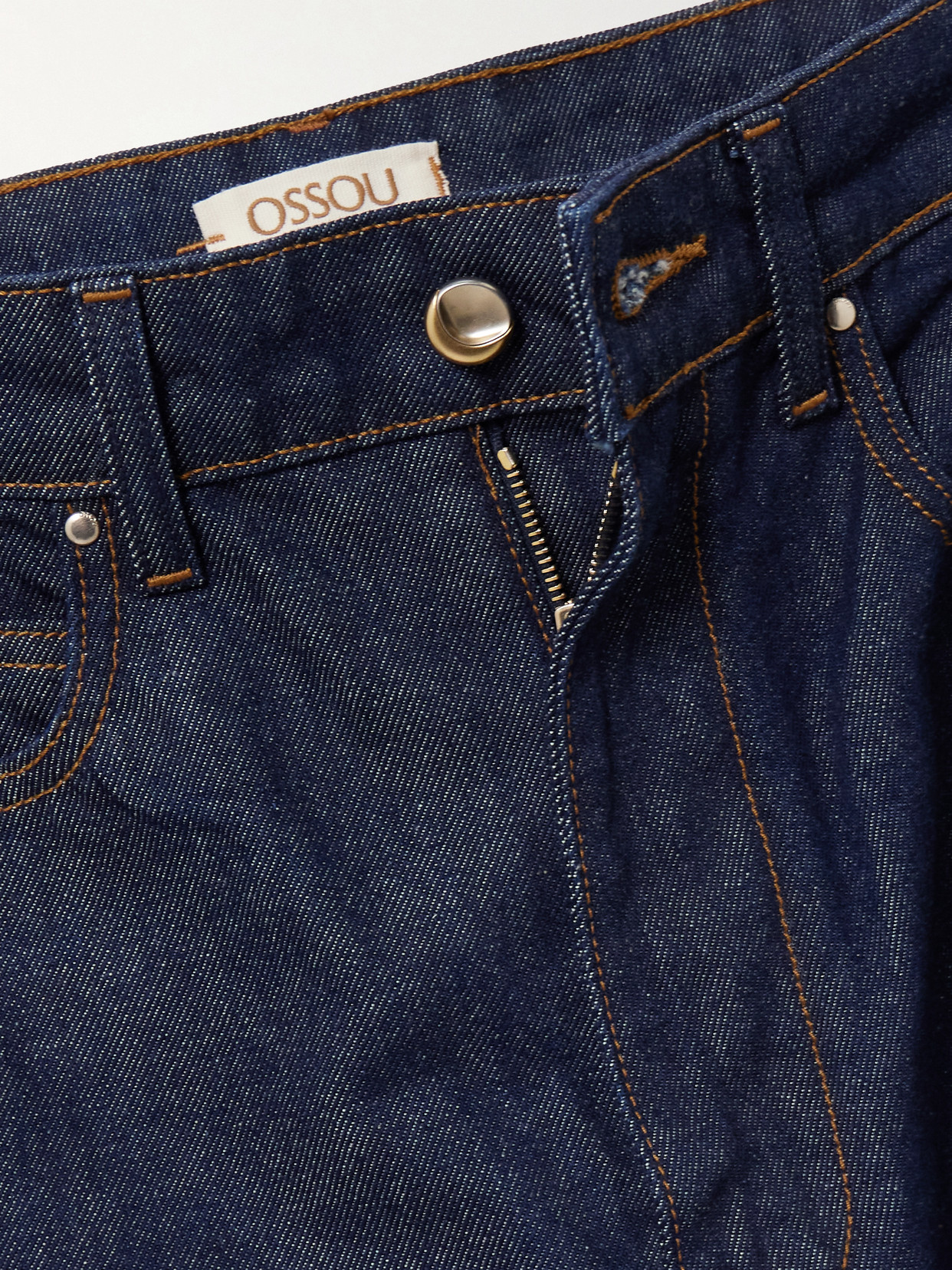 Ossou Bends High-rise Barrel-leg Jeans In Blue