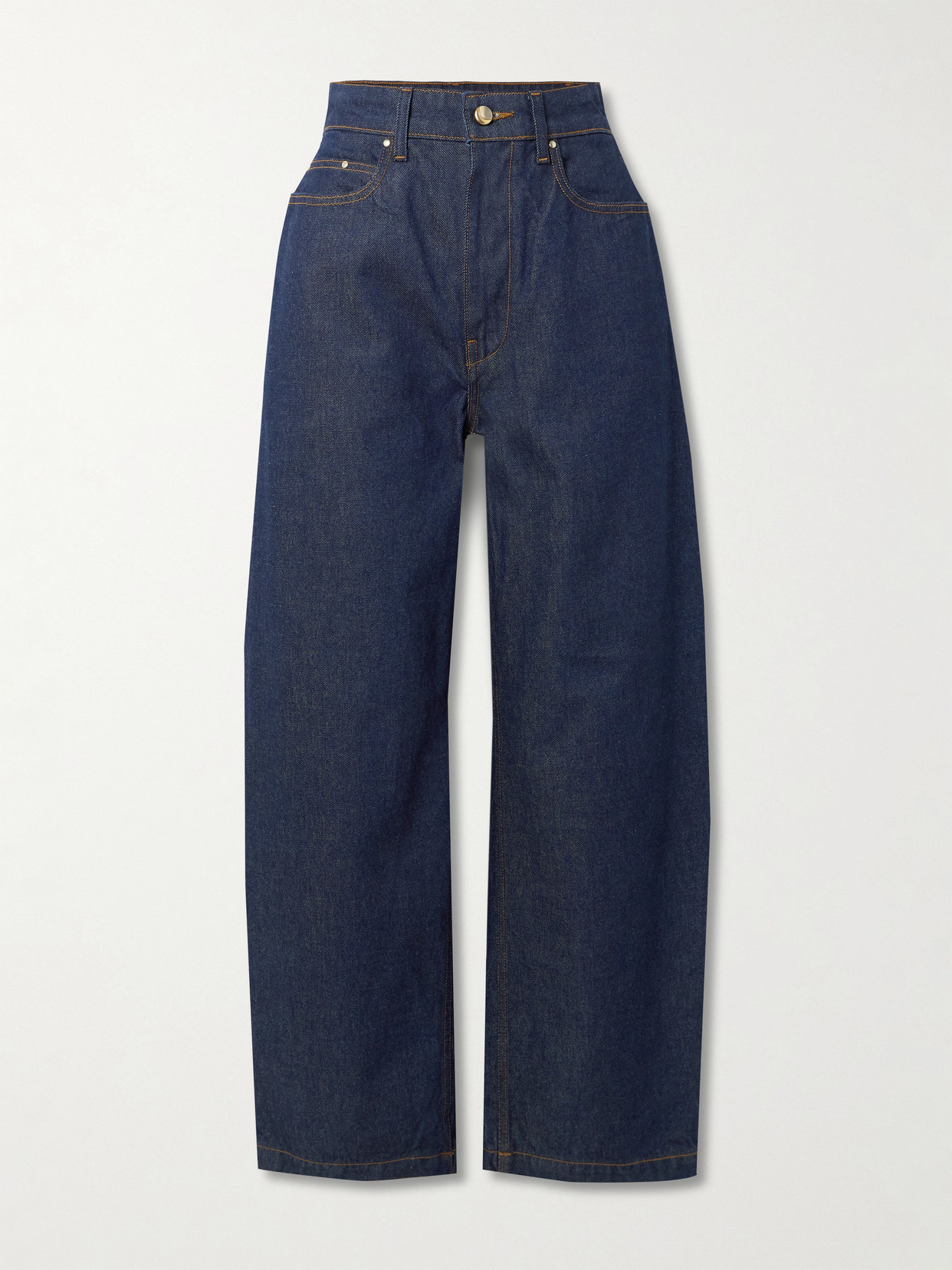 Ossou Bends High-rise Barrel-leg Jeans In Blue