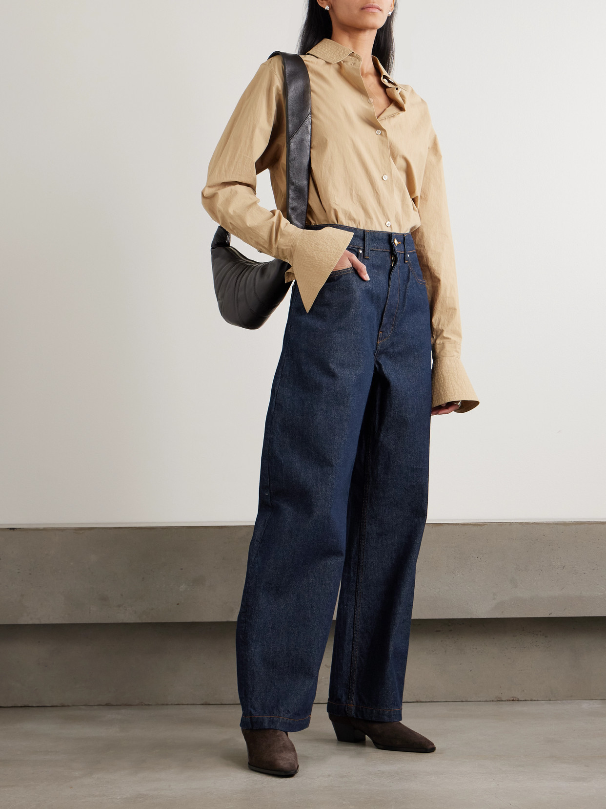 Ossou Bends High-rise Barrel-leg Jeans In Blue