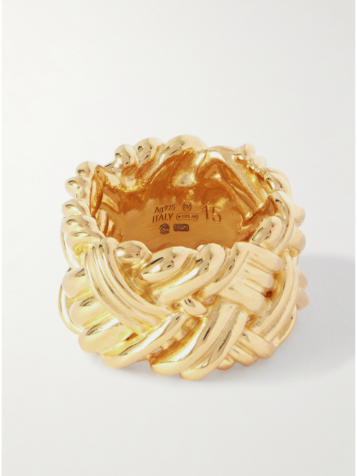 Bottega Veneta Intrecciato Gold-plated Silver Ring