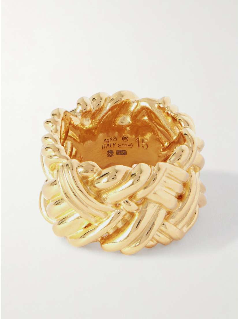 Bottega Veneta Intrecciato Gold-plated Silver Ring