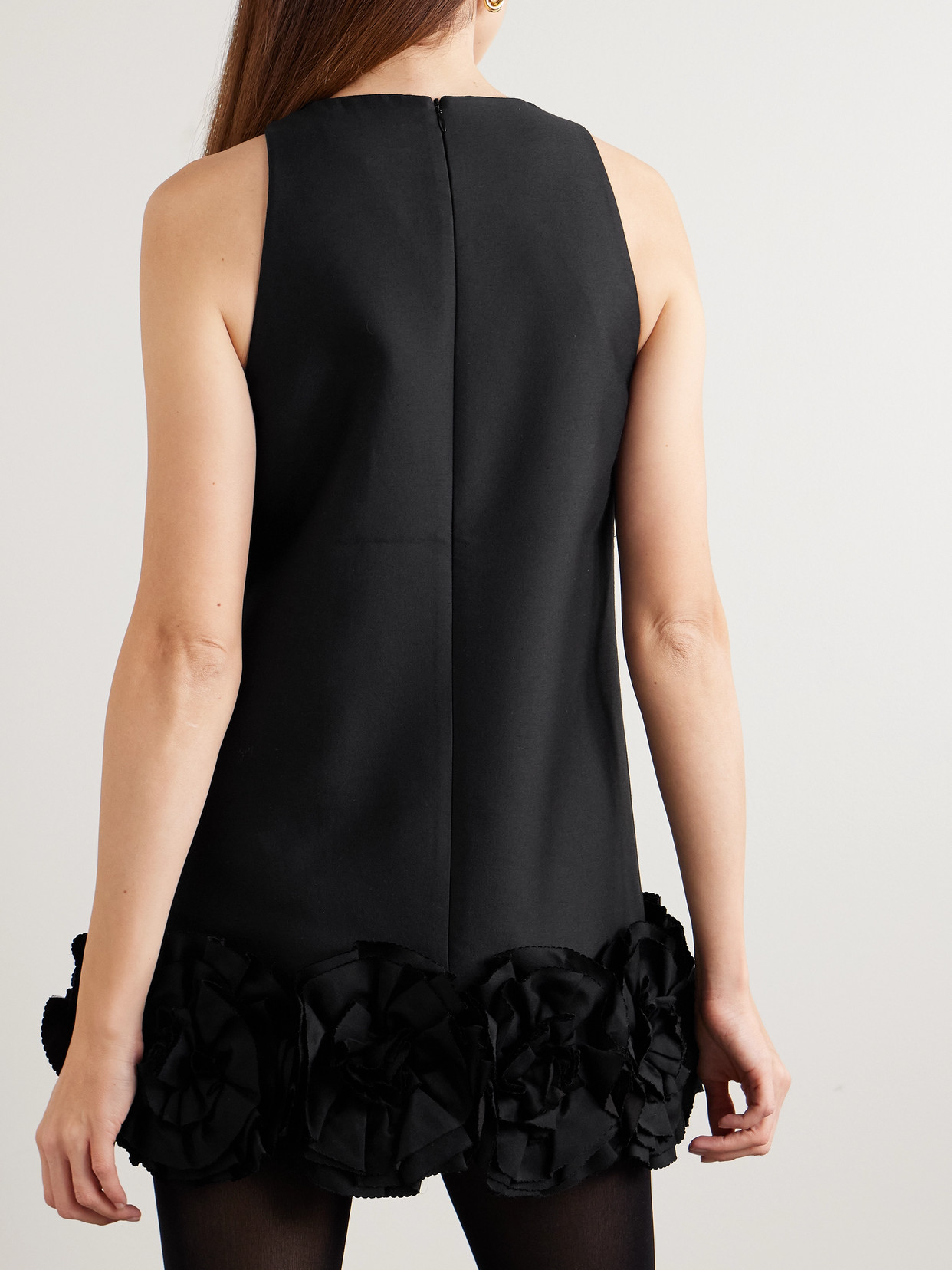Shushu-tong Appliquéd Bow-embellished Twill Mini Dress In Black