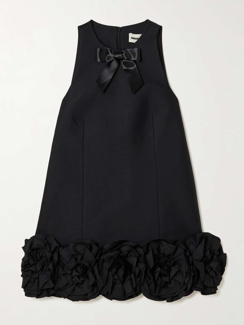 SHUSHU/TONG Appliquéd Bow-embellished Twill Mini Dress