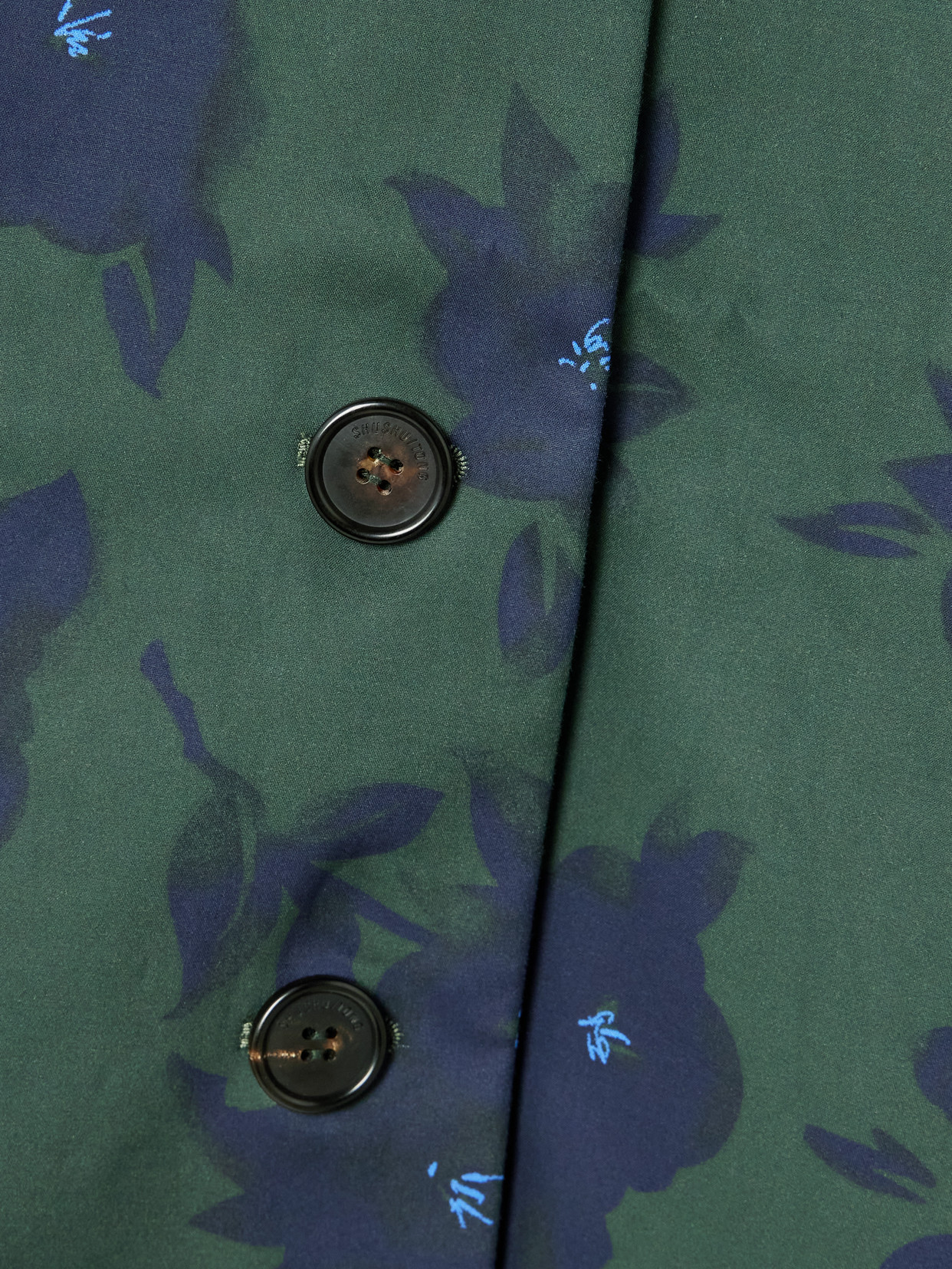 Shushu-tong Velvet-trimmed Floral-print Woven Trench Coat In Multi