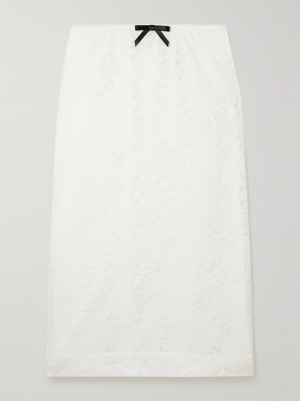 Shushu-tong Bow-embellished Satin-trimmed Lace Midi Skirt In White