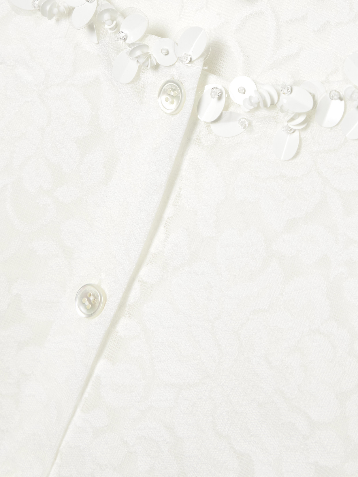 Shushu-tong Embellished Cropped Lace Top In White