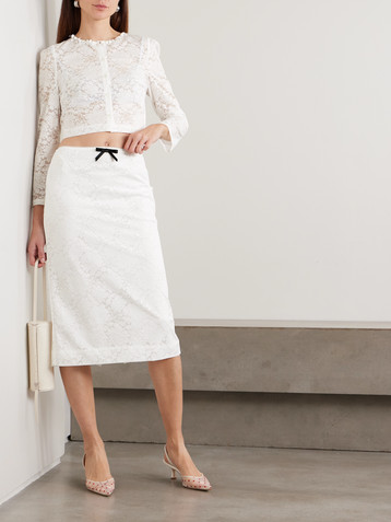 SHUSHU/TONG Embellished cropped lace top