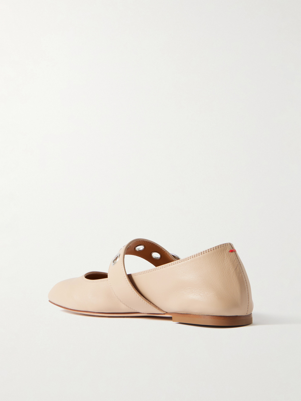Uma Eyelet-Embellished Leather Mary Jane Ballet Flats