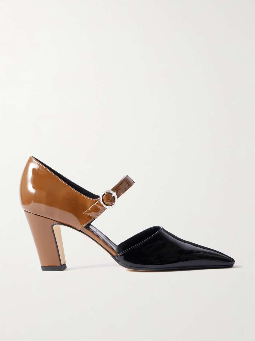 aeyde Isidora Two-tone Patent-leather Mary Jane Pumps